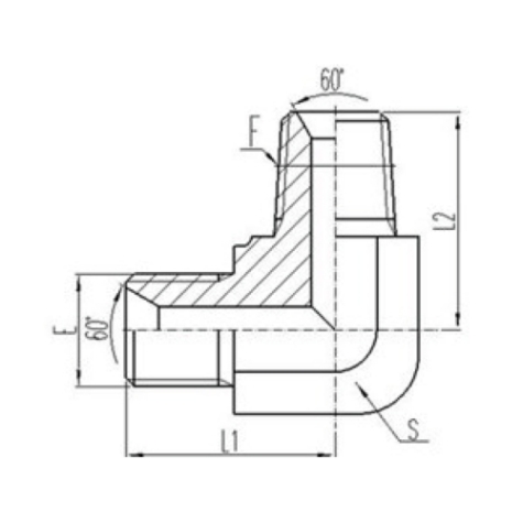 90°彎英製外螺紋（wén）60°內錐（zhuī）麵密封或組合墊密封|英錐管外螺紋密封