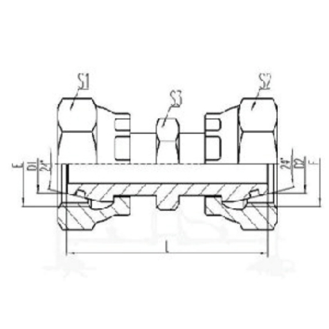 兩端公製活動內螺紋24°外錐（zhuī）麵O形圈密封