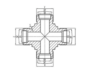 公製（zhì）外螺紋24°內錐麵（miàn）密封四通（tōng）接頭