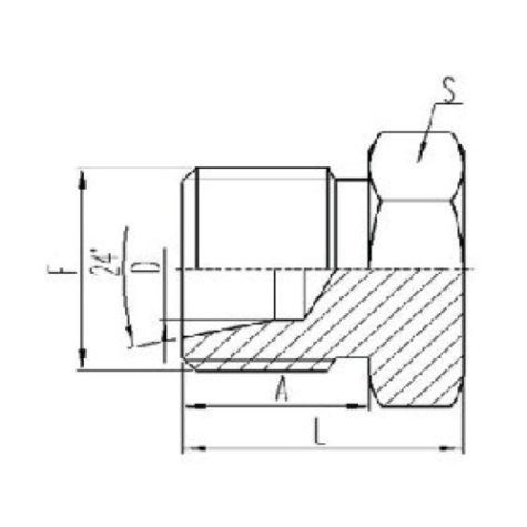 公製外螺紋24°內錐（zhuī）麵密封堵頭