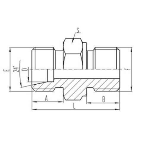 公製外螺紋24°內錐麵密封|公製外螺紋六角端（duān）麵O形圈密封