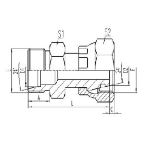 公製外螺紋24°內（nèi）錐麵（miàn）密封|公製活動內（nèi）螺紋24°外錐麵O形圈密（mì）封