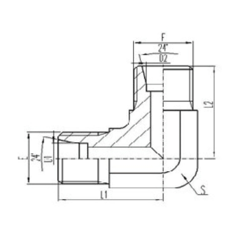 公製活動內螺紋24°外錐（zhuī）麵O形圈密封堵頭（tóu）