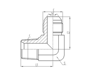 90°彎（wān）公製外螺紋74°外錐麵密封|英錐管外螺紋密封