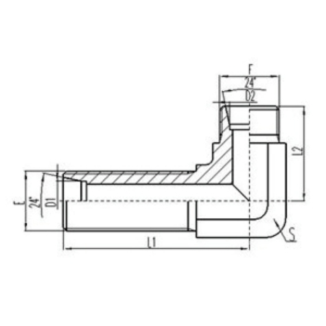 90°彎公製外螺紋24°內錐（zhuī）麵密封過板接頭