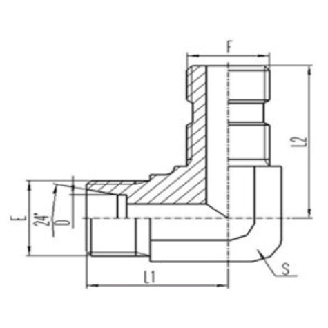 90°彎公製外螺紋24°內錐麵密封|美製（zhì）外螺紋六角端（duān）麵O形（xíng）圈密封