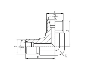 90°彎公製外螺紋24°內錐麵（miàn）密（mì）封