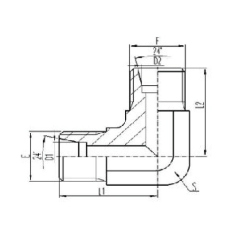 90°彎公製外（wài）螺紋24°內錐麵密封