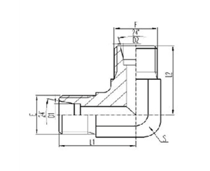 90°彎公製外螺紋24°內（nèi）錐麵密（mì）封