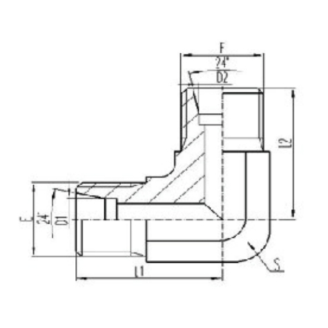 90°彎公製外（wài）螺紋24°內錐麵密封