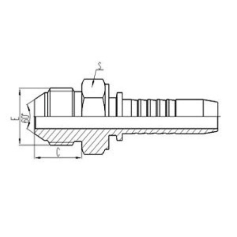 日式公製外螺紋60°外錐麵密封