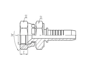 美製內螺紋（wén）74°內錐（zhuī）麵密封雙六角