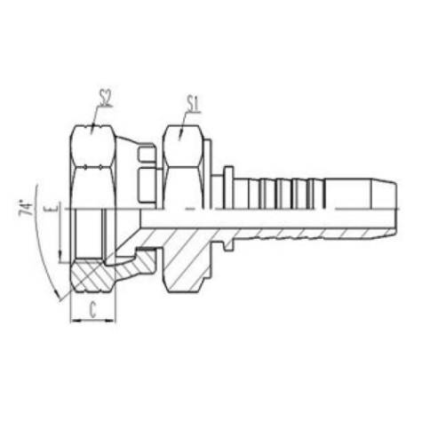美製內螺（luó）紋74°內錐麵（miàn）密封雙六角