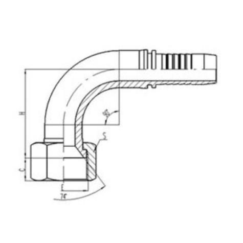 90°公製內螺紋（wén）74°內錐麵密封