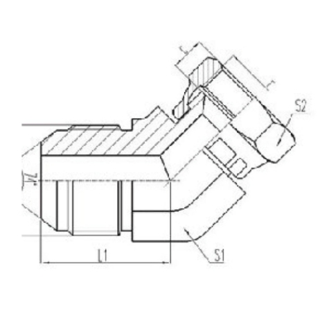 美製JIC螺紋74°錐麵密封過（guò）渡接頭（tóu）