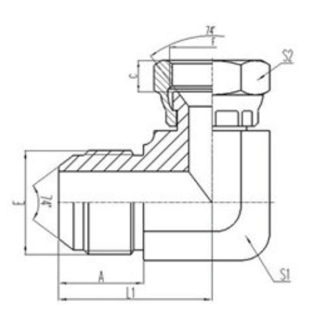 美製JIC螺紋74°錐麵密封過渡接（jiē）頭